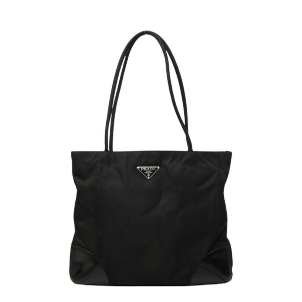 Prada Triangle Logo Plate Tote Bag